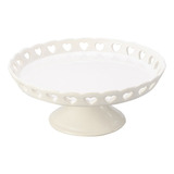 Centro De Mesa De Cerâmica Decorativo Branco Boleira 20,5cm