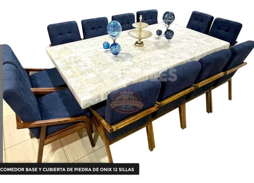 Comedor De 12 Sillas Rectangular Base Y Cubierta Onix