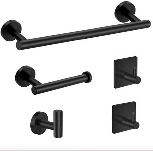 Juego Set Accesorios De Baño X 5 Piezas Negro 