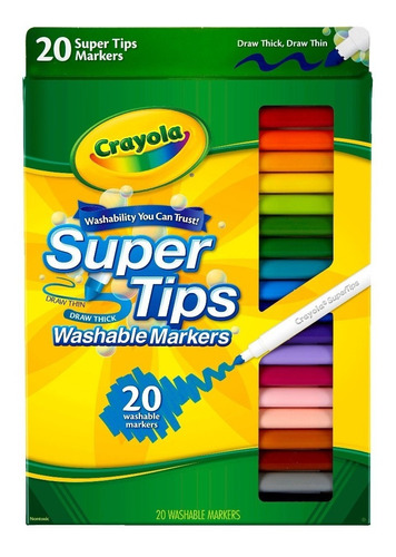 Crayola Marcadores Colores Lavables Super Tips 20 Unidades 