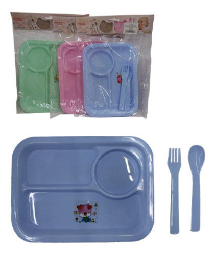 Kit Set Cubiertos Infantil 3 Colores 720 Pz Mayoreo Plus