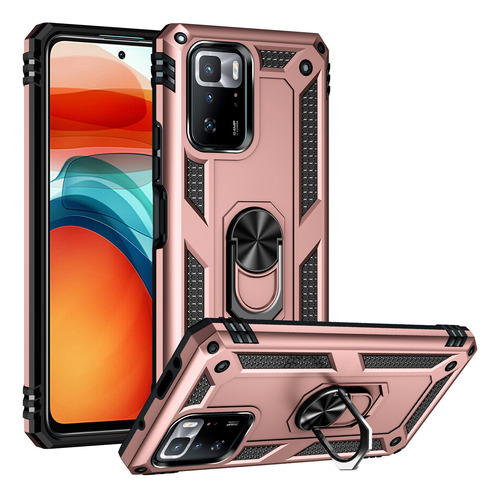 Funda Para Poco X3 Gt Uso Rudo Shockproof + Cristal 9d Color Rosa