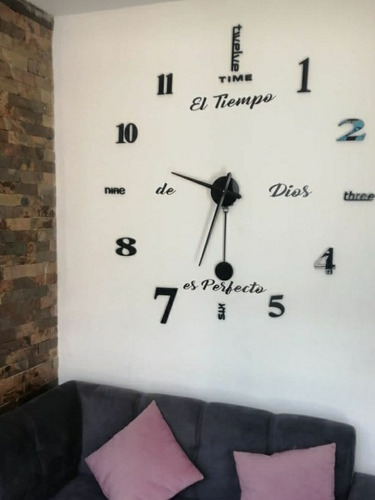 Reloj 3d 100x100cm Con Péndulo + Frase En Vinilo 