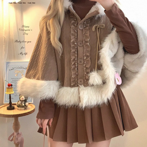 Bonitas Capas De Lolita Con Capucha Y Capucha De Peluche