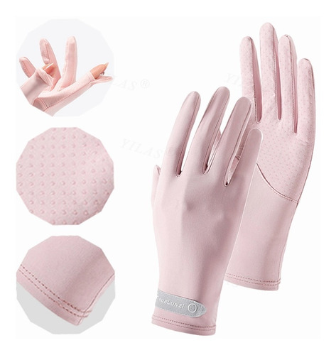 Guantes Proteccion Solar Para Mujer, Seda/ Táctil/ Anti-uv