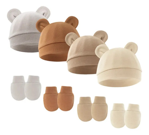 Juego De 4 Sombreros Para Bebés, Guantes Antiarañazos Para R