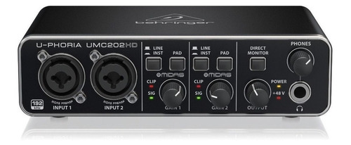 Interfaz Placa De Audio Behringer U-phoria Umc202 Hd Usb 2x2