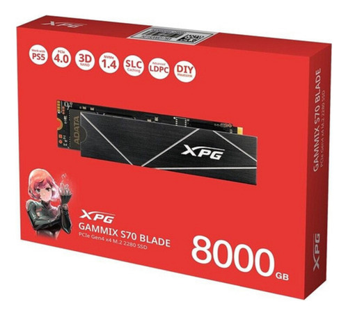 Hd Ssd 8tb Gammix S70 Blade Adata Pcie Gen 4x4 M.2 2280 Velocidades De Leitura/gravação De Até 7400mb/5500mb.