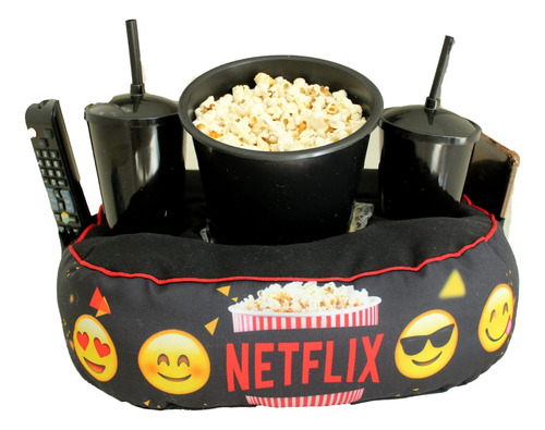 Almofada Porta Pipoca Balde, Cinema, Netflix, 2 Copos