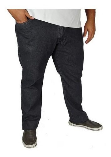 Calça Jeans Masculina Tradicional Com Lycra Reta Plus Size