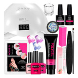 Kit Alongamento Polygel + Esmaltes + Lixa + Cabine Sun 48w