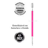 Espátula De Cutícula Com Palito Rosca Cutelaria Manicure Unha Pedicure Inox Rosa