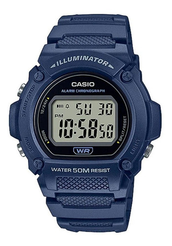 Reloj Casio W-219h-2a Cronometro Luz Alarma Sumergible 50m