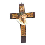 Cruz De Pared De Resina, Rostro De Cristo De 60 Cm Crucifijo