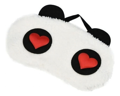 Antifaz Forma De Panda Ideal Para Descanso Relajacion No Luz Color Blanco Corazones