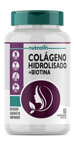 Colágeno Hidrolisado C/ Biotina 500mg Cabelo Pele Unha 60cps