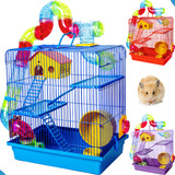 Gaiola Hamster Com Casa Grande Completa 3 Andares Tubo Luxo