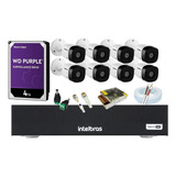 Kit 8 Cameras Intelbras, Dvr 16ch Intelbras, Hd 4 Tb Purple