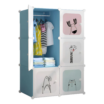 Armario De Plástico Closet Organizador Portátil 6 Cubos Para Niños Multifunción Color Celeste Gabinete Organizador Portátil Estantes De Almacenamiento Guardarropa Ropero Diy Armable Kingshouse | Envío gratis