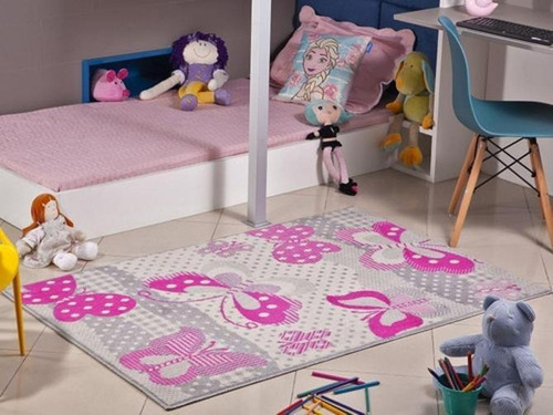 Tapete Lancer Infantil 89 Borboletas 1,00x1,50 - Rosa