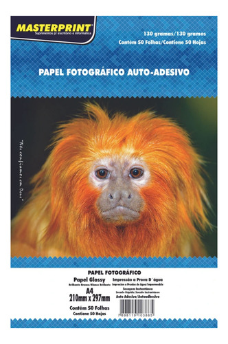 Papel Fotográfico Adesivo A4 Glossy 130g 50 Flhs Masterprint