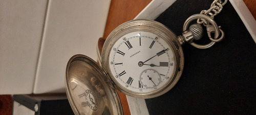 Reloj De Bolsillo De Plata Con Cadena Longines