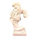 Estátua Face Casal Alma Gêmea Beijo Rosto 26 Cm Luxo