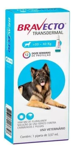 Bravecto Transdermal Cão Antipulga E Carrapatos De 20 A 40kg