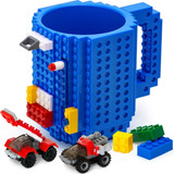 Taza Con Diseño Bloques De Construcción Dif Colore + Monito Color Azul