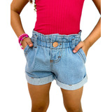 Short Jeans Infantil Menina Blogueirinha - Tamanho 1 Ao 8