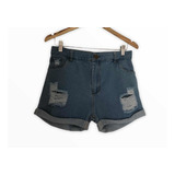 Short De Jean De Mujer Tiro Alto Mom Fit