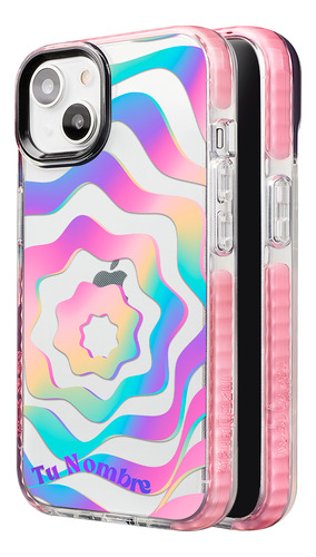 Funda Para iPhone Con Tu Nombre Para Mujer Curvas Colores