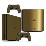 Skin Ps4 Pro Compatível Playstation Metalico Brilho Gold
