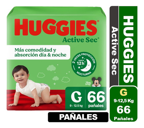 Pañales Huggies Active Sec Maleta Grande Elige Talla