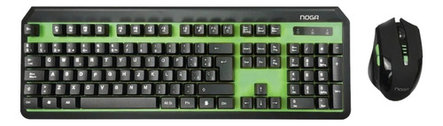 Combo Teclado Y Mouse Gamer Inalámbrico Noga Verde Esp.