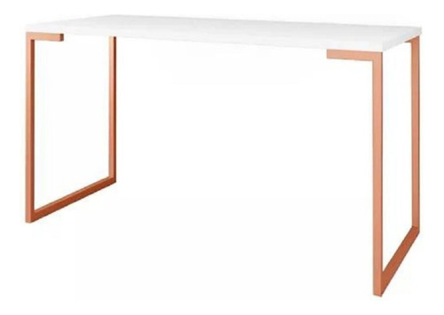 Mesa Estilo Industrial Espaçosa Branco/rose 150x60