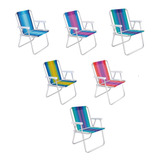 Kit 4 Cadeiras De Praia Alta Em Aluminio Cores Variadas Mor