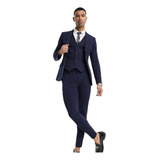 Traje Elastizado Slim Fit + Chaleco Slim Fit De Vestir 