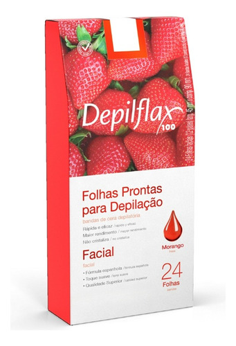 24 Folhas Prontas Cera Papel Depilação Facial Depilflax