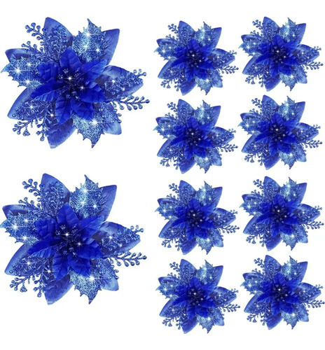 8 Flores De Nochebuena Rosas/azules