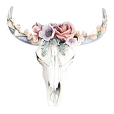 Cráneo Rústico De Vaca Con Forma De Flor De Taxidermia, Cabe