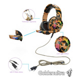 Headset Gamer Fone Pc Pro Celular Ps4 Xbox Led Microfone Cor Marrom Camuflado Cor Da Luz Rgb