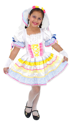 Vestido Caipira Festa Junina Noivinha Mariazinha Infantil