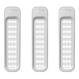 3 Luminárias De Emergência 30leds 150 Lúmens 1w Bivolt 40m²