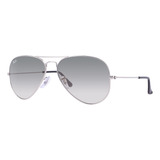 Óculos De Sol Ray-ban Aviator Gradient Standard Armação De Metal Cor Polished Silver, Lente Light Grey De Cristal Degradada, Haste Polished Silver De Metal - Rb3025