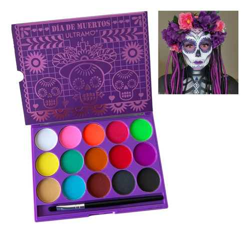 Paleta Bodyart By Halloween Dia Muertos Acuarela 15 Colores