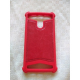 Funda Celular Universal Roja Siliconada Y Cuero