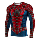 Playera De Manga Larga Roja Cosplay 3d De Spider-man