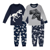 Niños Niños Dinosaurio Deporte Algodón Dos Conjuntos Pijama