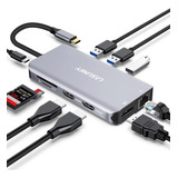 Hub Usb Tipo C De Triple Pantalla Lasuney Con 2 Hdmi, Displa